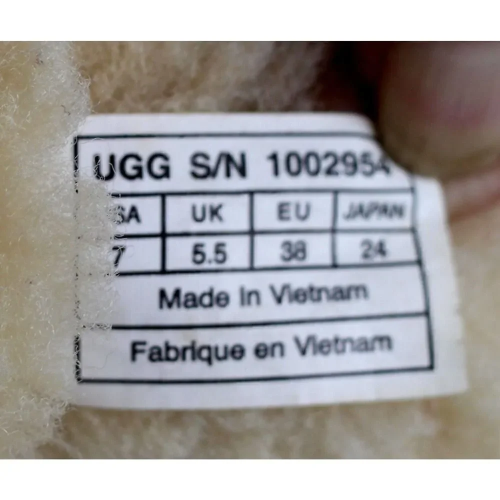 UGG BROWN GENUINE LEATHER SHEEP FUR SHEARLING BACK TIES BOOTS SHOES SIZE 7 38